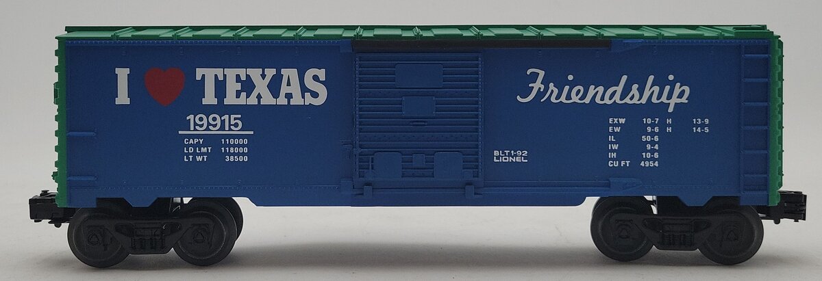 Lionel 6-19915 O Gauge I Love Texas Boxcar