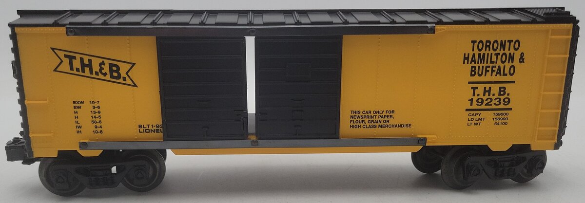 Lionel 6-19239 O Gauge Toronto, Hamilton, & Buffalo Double-Door Boxcar EX/Box