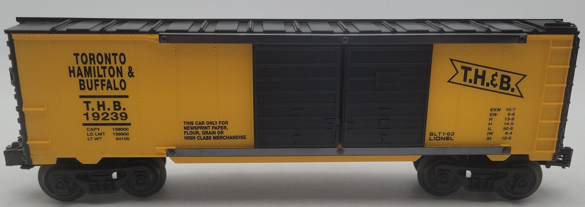 Lionel 6-19239 O Gauge Toronto, Hamilton, & Buffalo Double-Door Boxcar EX/Box