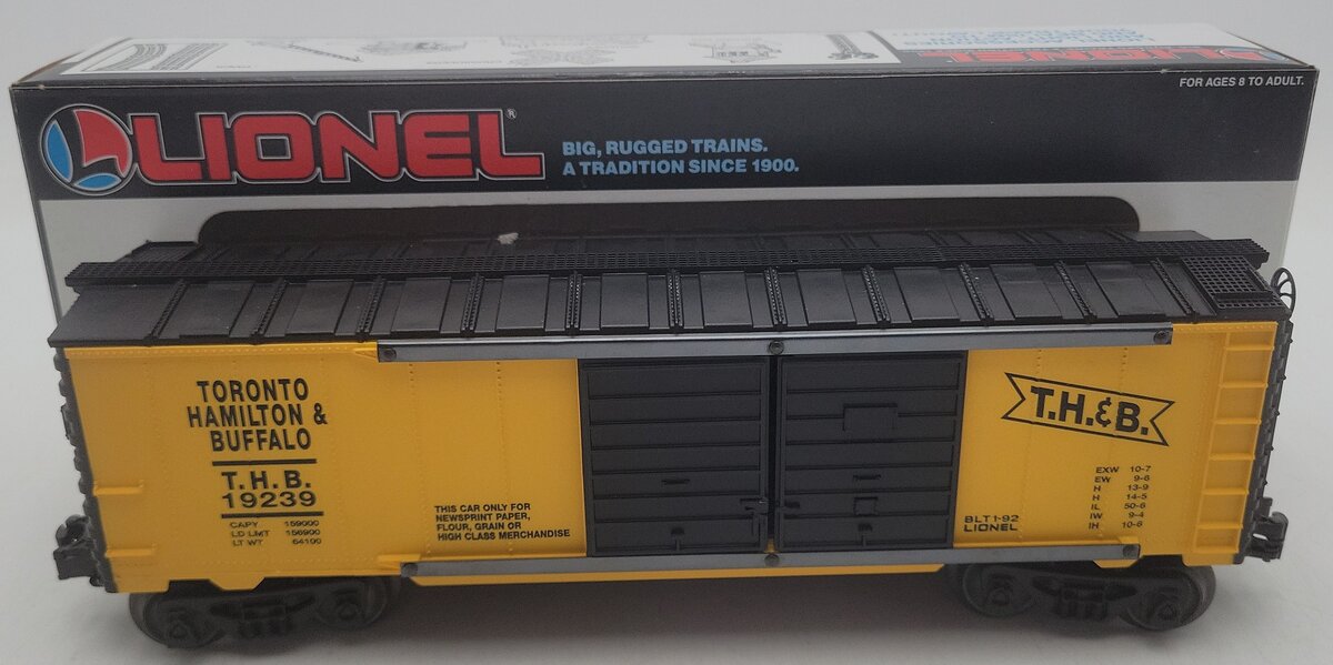 Lionel 6-19239 O Gauge Toronto, Hamilton, & Buffalo Double-Door Boxcar EX/Box