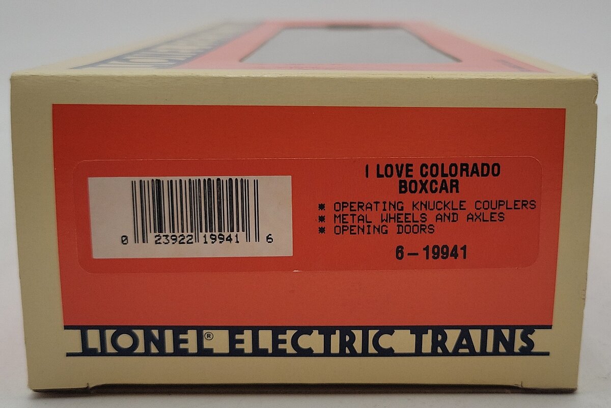 Lionel 6-19941 O Gauge "I Love Colorado" Boxcar LN/Box