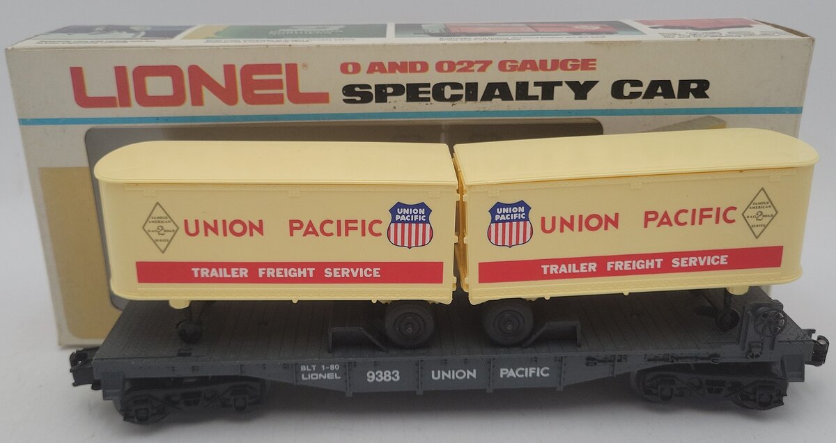 Lionel 6-9383 O Gauge Union Pacific FAR Piggyback Flatcar w/ Trailers EX/Box
