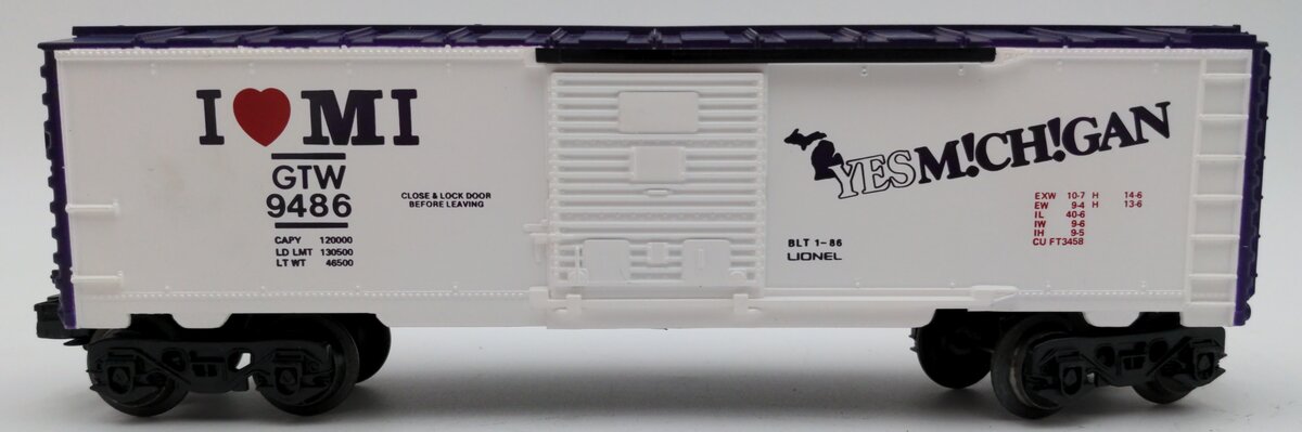 Lionel 6-9486 O Gauge I Love Michigan Boxcar #9486 LN/Box