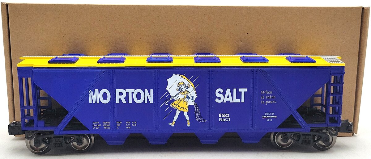 Menards 279-3871 O Gauge Morton Salt Covered Hopper Car #8581 LN/Box