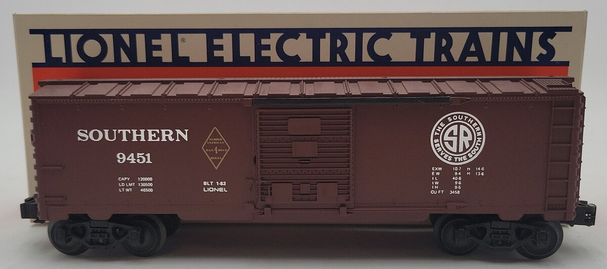 Lionel 6-9451 O Gauge Southern Railway "Famous American Railroad" Boxcar #9451 LN/Box