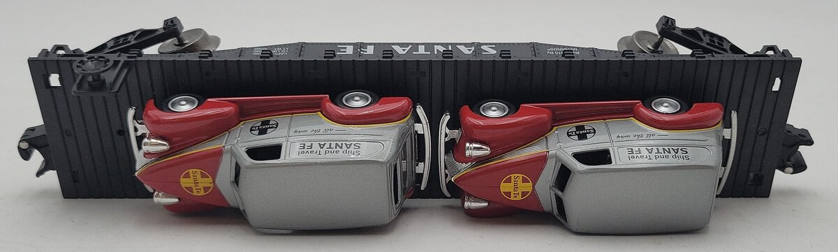 Menards 279-3053 Santa Fe Warbonnet Flatcar with Two Panel Cars #58409 LN