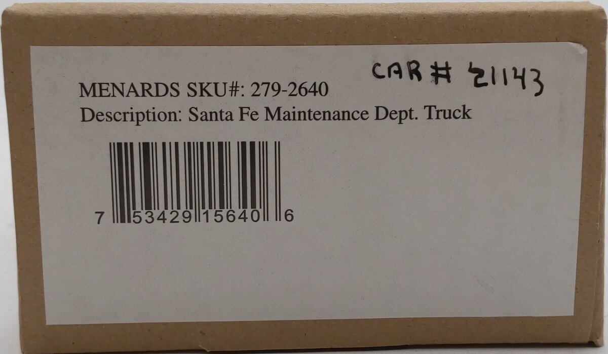 Menards 279-2640 O Gauge Santa Fe Maintenance Department Flatcar w/ Truck Load LN/Box
