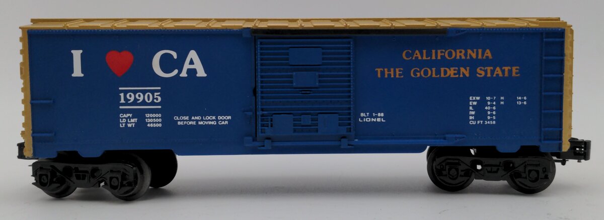 Lionel 6-19905 O Gauge I Love California Boxcar NIB