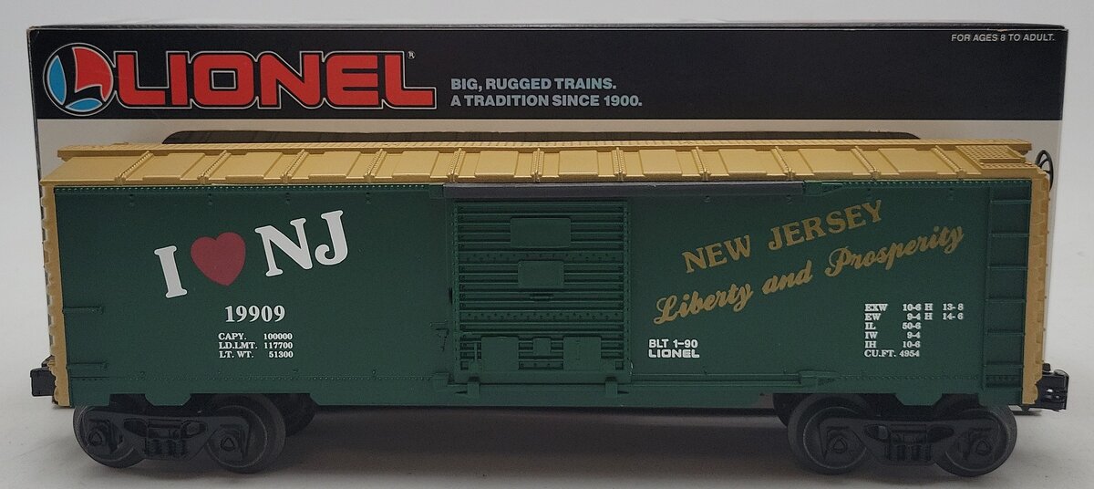 Lionel 6-19909 O Gauge I Love New Jersey Boxcar NIB