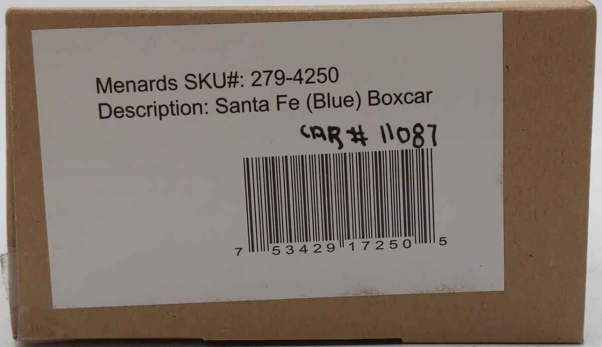 Menards 279-4250 O Gauge Santa Fe Blue Boxcar #11087 LN/Box