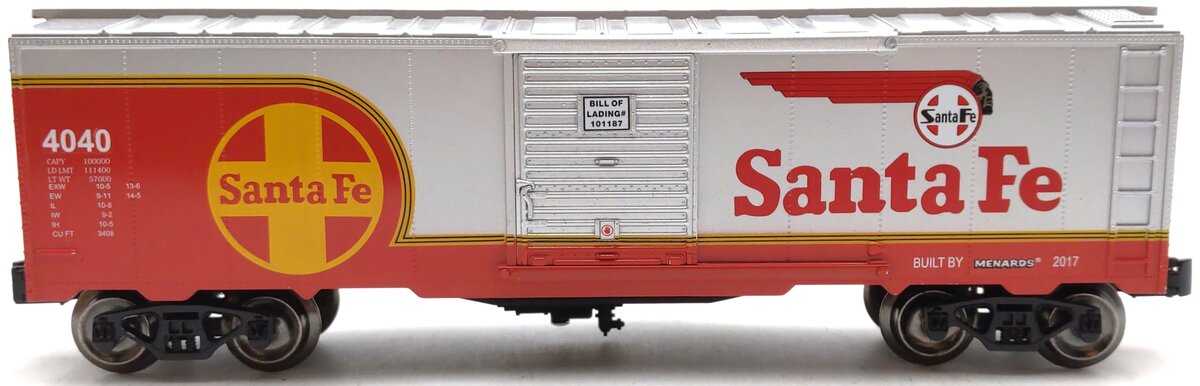 Menards 279-3830 O Gauge Santa Fe Boxcar #4040 EX/Box