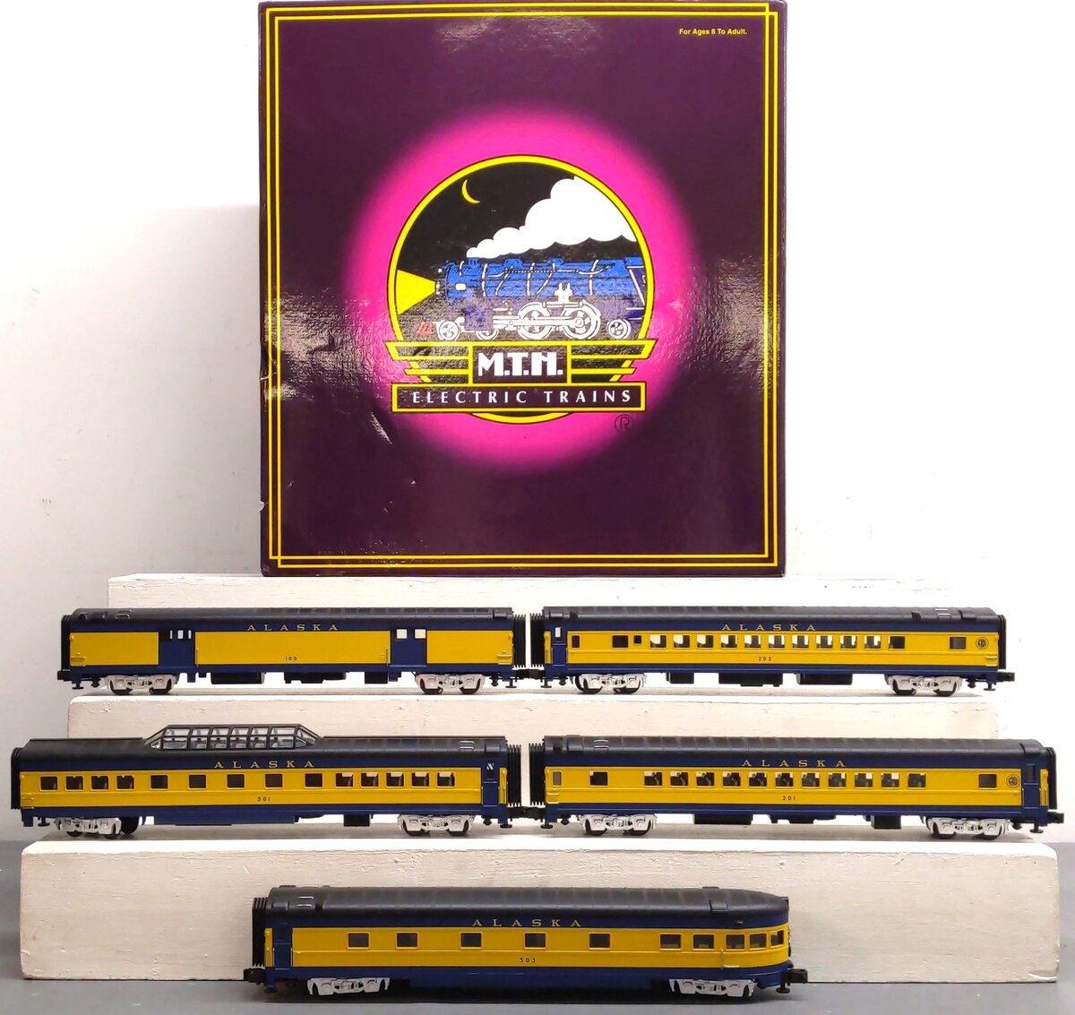 MTH 20-6518 O Alaska Railroad 70' Streamlined Passenger Car Set (Set of 5) LN/Box