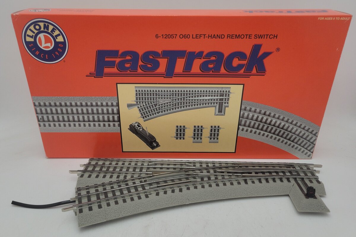 Lionel 6-12057 O O60 FasTrack Left Hand Remote Switch Turnout VG/Box