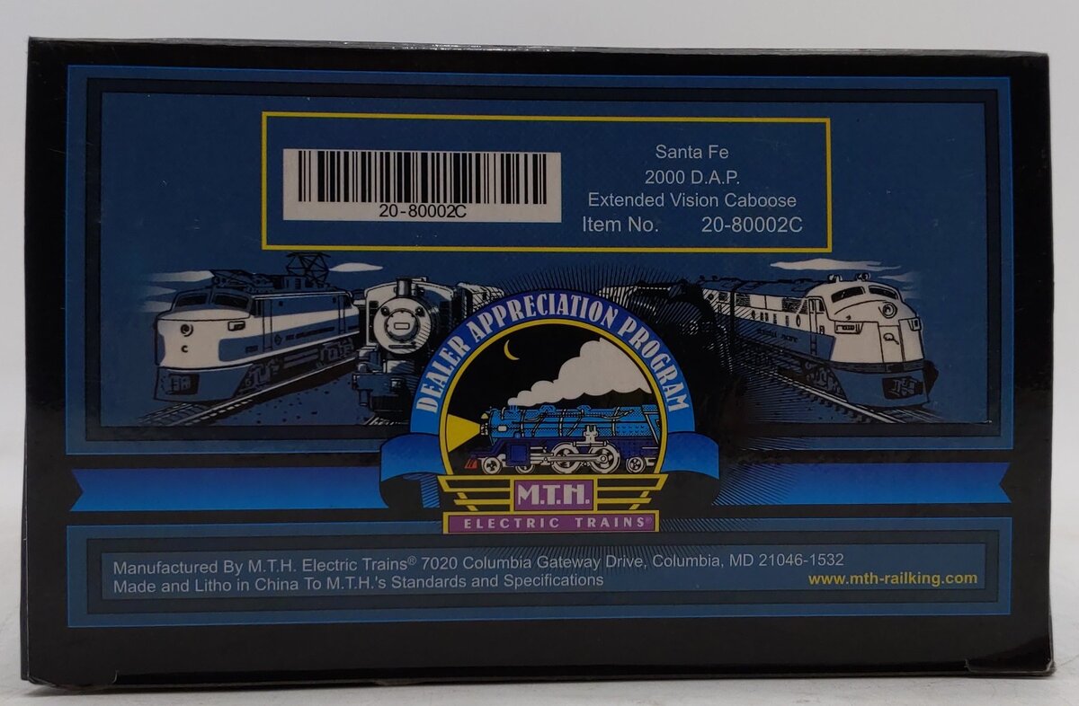 MTH 20-80002C O Gauge Santa Fe Silver & Red Caboose (DAP) Extended Vision #0100 LN/Box