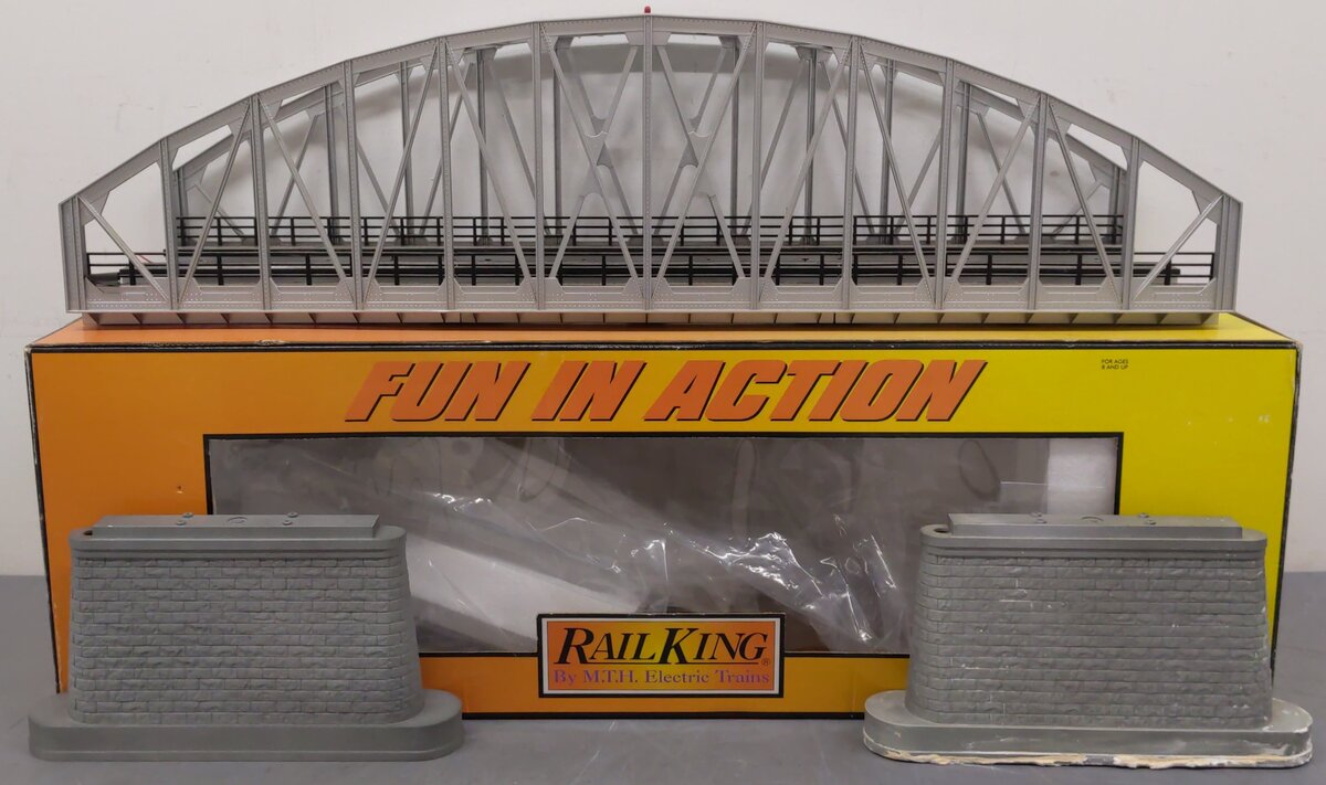 MTH 40-1062 O Gauge 2-Track Silver Steel Arch Bridge EX/Box