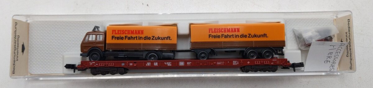 Fleischmann 8275 N Scale DB Flatcar w/ Fleischmann Trailers LN/Box