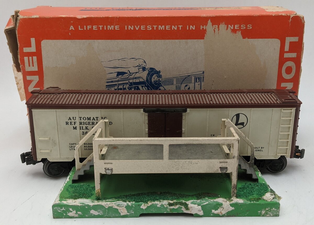 Lionel 3662 Vintage O Brown & White Automatic Reefer Car w/AAR Trucks & Platform/Box