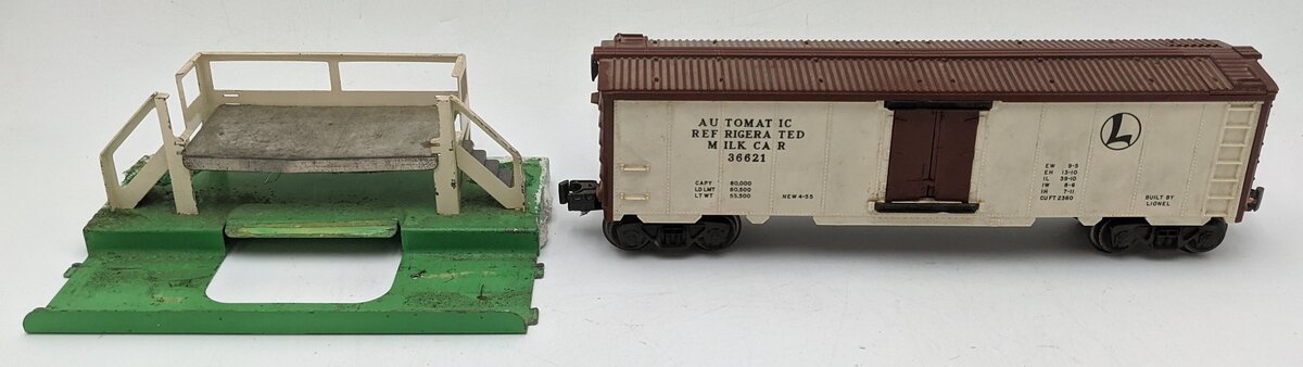 Lionel 3662 Vintage O Brown & White Automatic Reefer Car w/AAR Trucks & Platform/Box