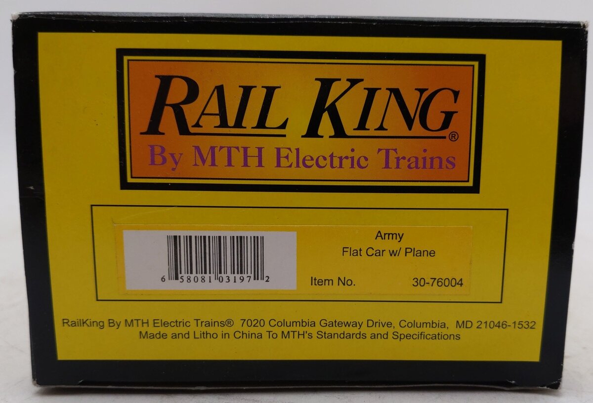 MTH 30-76004 Army Flatcar w/Airplane EX/Box