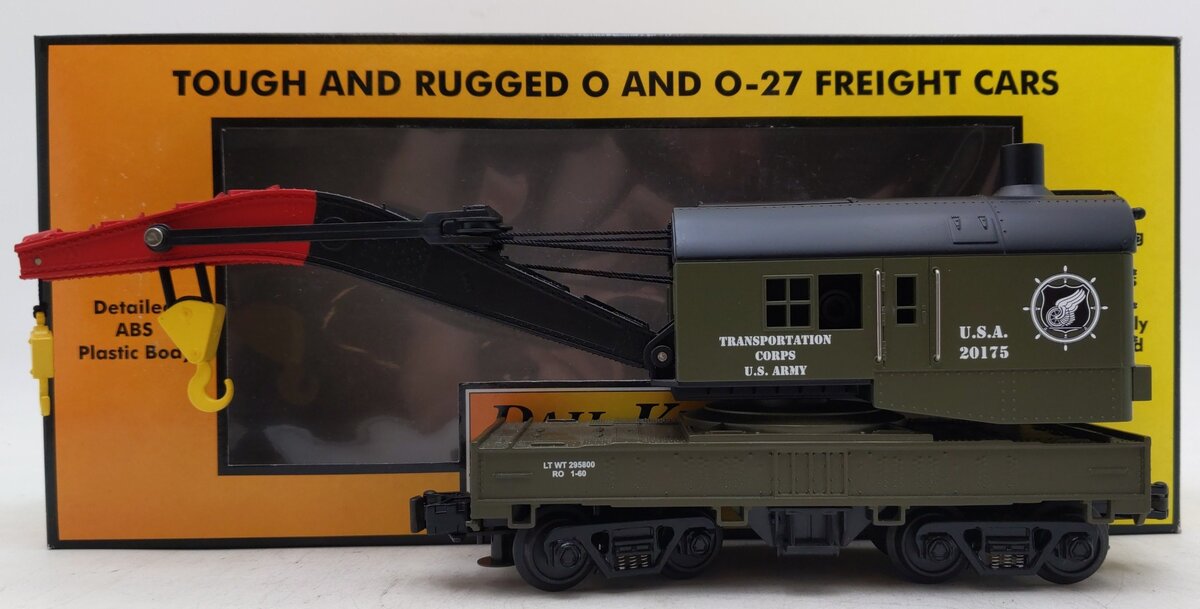 MTH 30-7994 O Gauge U.S. Army Crane Car LN/Box
