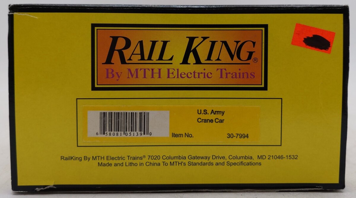 MTH 30-7994 O Gauge U.S. Army Crane Car LN/Box