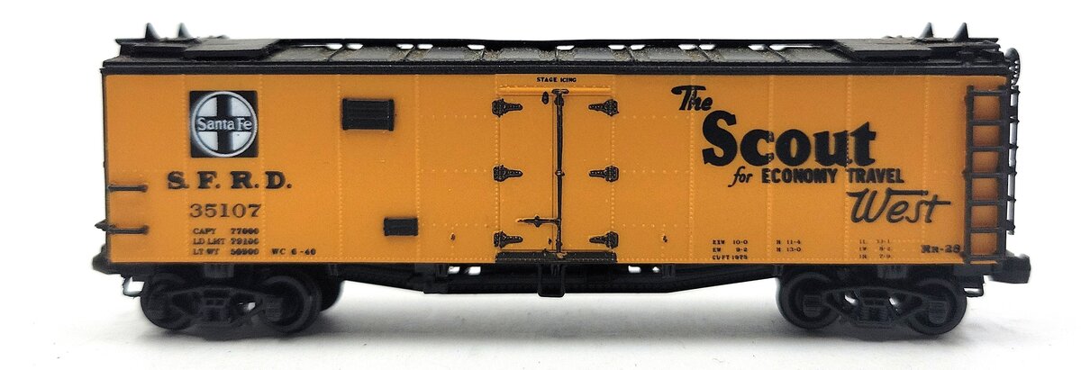 Tex-N-Rails 35107 N Scale A.T.S.F "Santa Fe All The Way" Reefer Car #35107 LN/Box