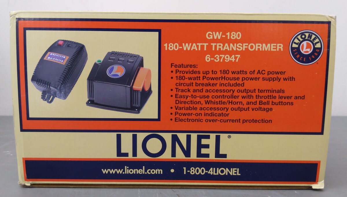Lionel 6-37947 O GW-180 180 Watt Transformer EX/Box