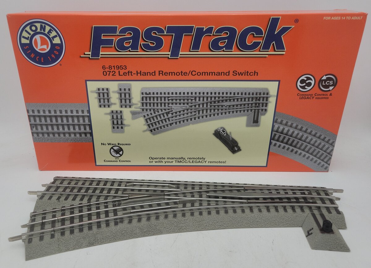 Lionel 6-81953 O-72 Left Hand Remote Fastrack Switch Turnout EX/Box