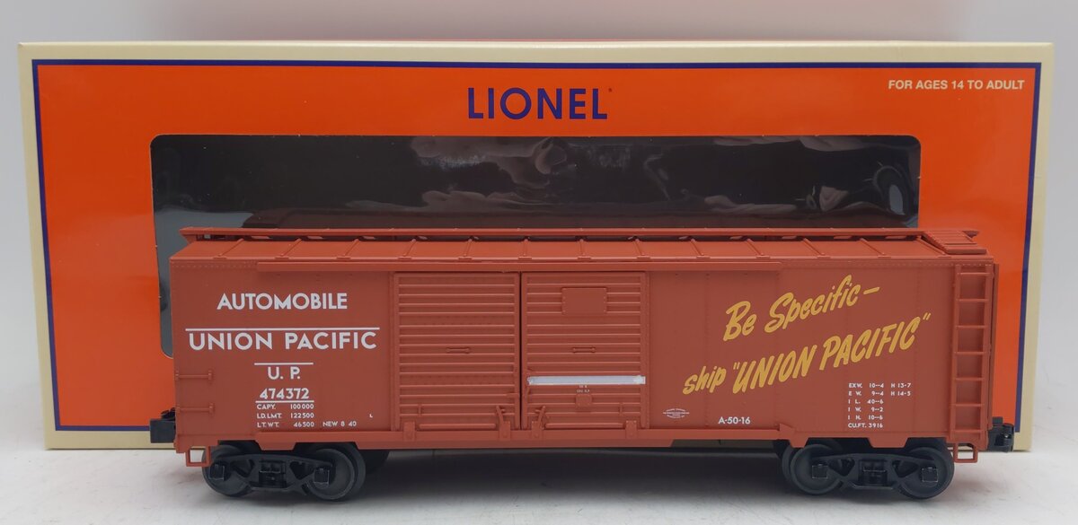 Lionel 2542462 O Union Pacific 40' Double Door Boxcar #474372 EX/Box