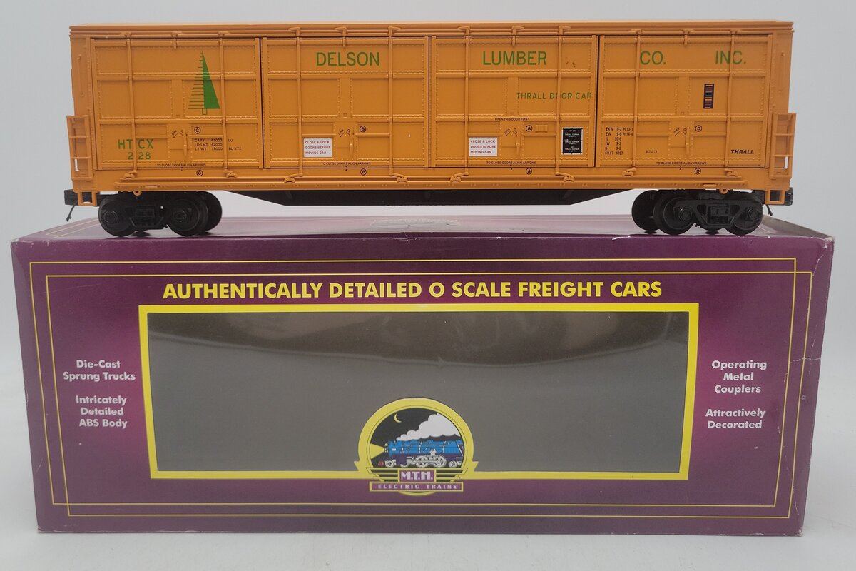 MTH 20-93678 O Delson Lumber Company 55' All-Door Boxcar #228 EX/Box