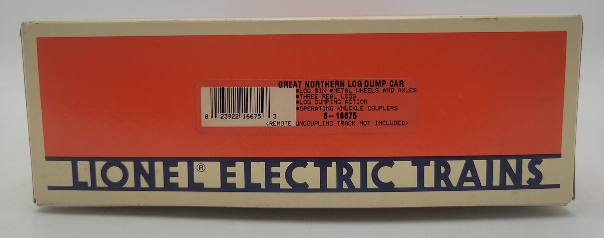 Lionel 6-16675 Great Northern Operating Log Dump Car EX/Box