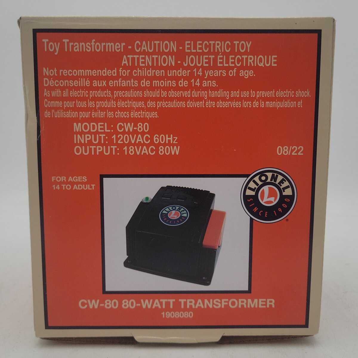 Lionel 1908080 CW80 Transformer EX/Box