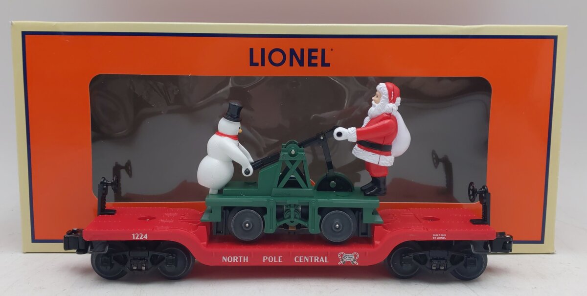 Lionel 2128260 O North Pole Central Flatcar with Handcar EX/Box