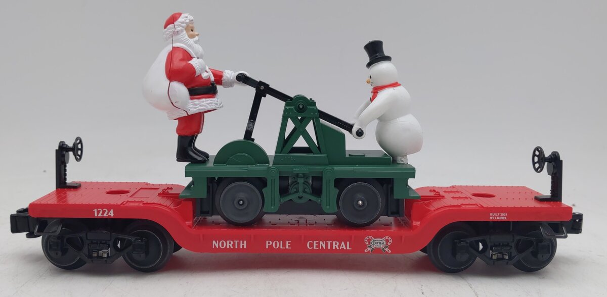Lionel 2128260 O North Pole Central Flatcar with Handcar EX/Box