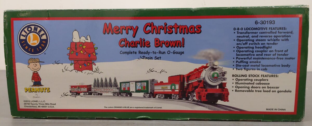 Lionel 6-30193 O Gauge Peanuts Christmas Steam Train Set EX/Box