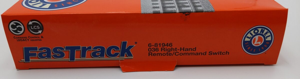 Lionel 6-81946 O-36 Remote Right Hand FasTrack Command Switch Turnout EX/Box