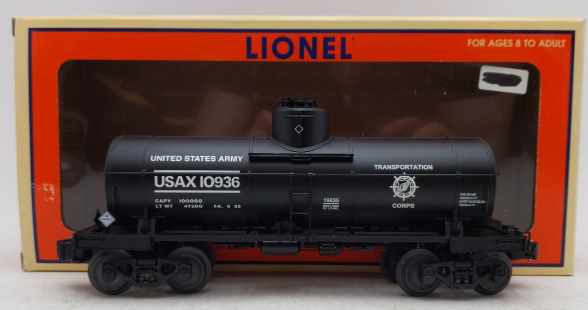 Lionel 6-19635 O Gauge U.S Army 8000 Gallon Tank Car #10936 EX/Box