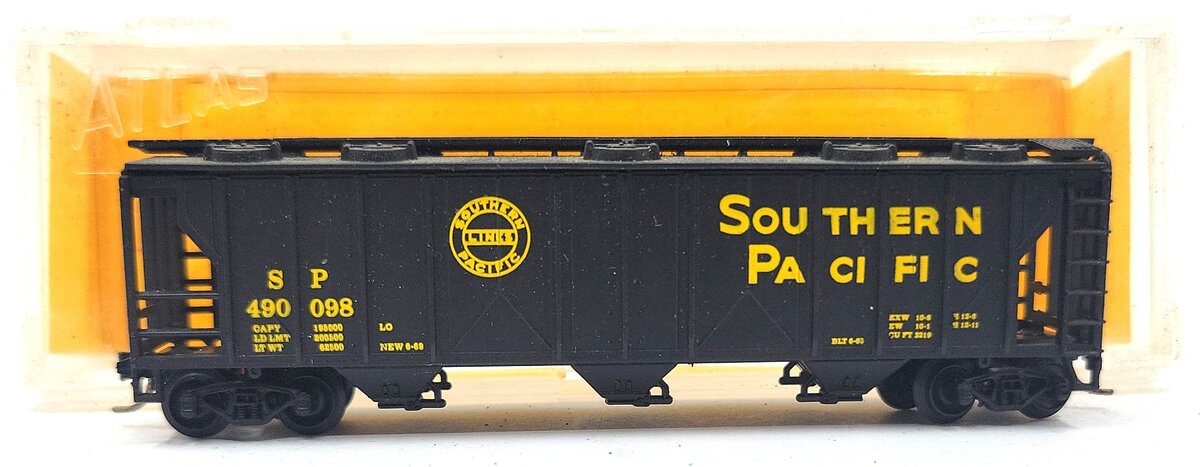 Atlas 3721 N Scale Southern Pacific 3-Bay Covered Hopper #490098 LN/Box