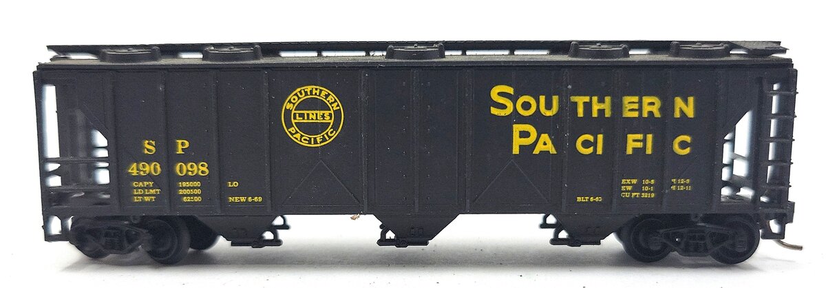 Atlas 3721 N Scale Southern Pacific 3-Bay Covered Hopper #490098 LN/Box