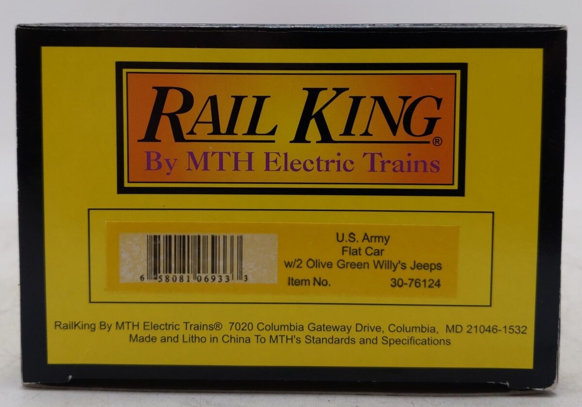 MTH 30-76124 US Army Flatcar w/ Jeeps LN/Box