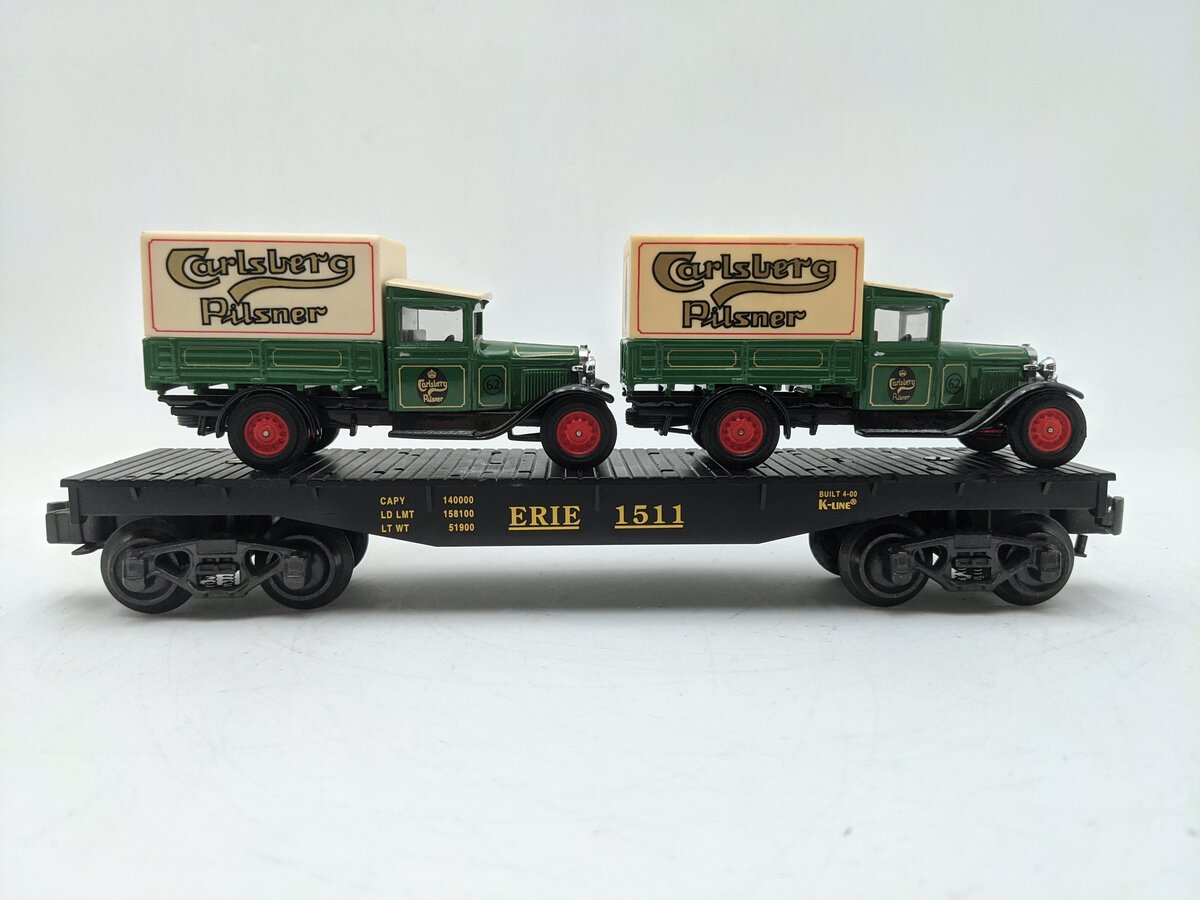 K-Line K661-1511 O Gauge Erie Flatcar W/Trucks EX