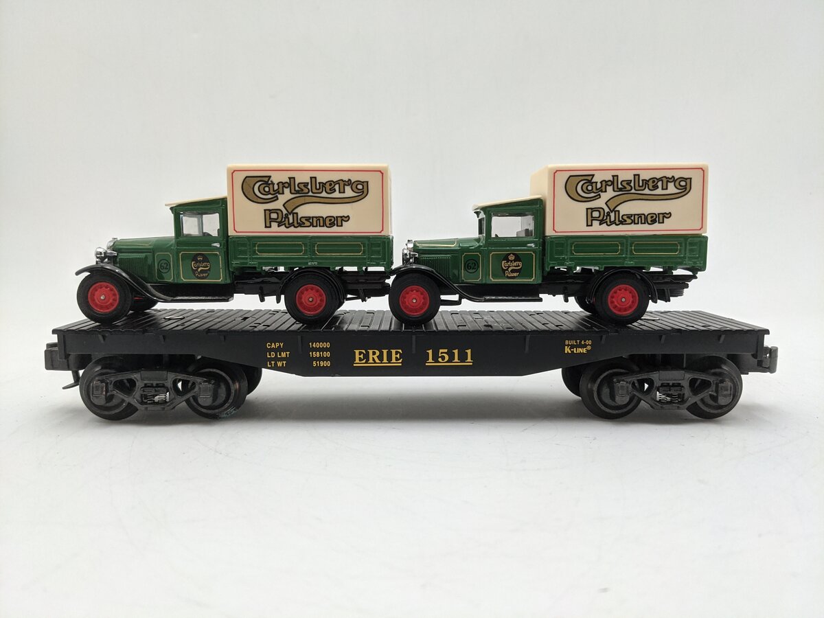 K-Line K661-1511 O Gauge Erie Flatcar W/Trucks EX