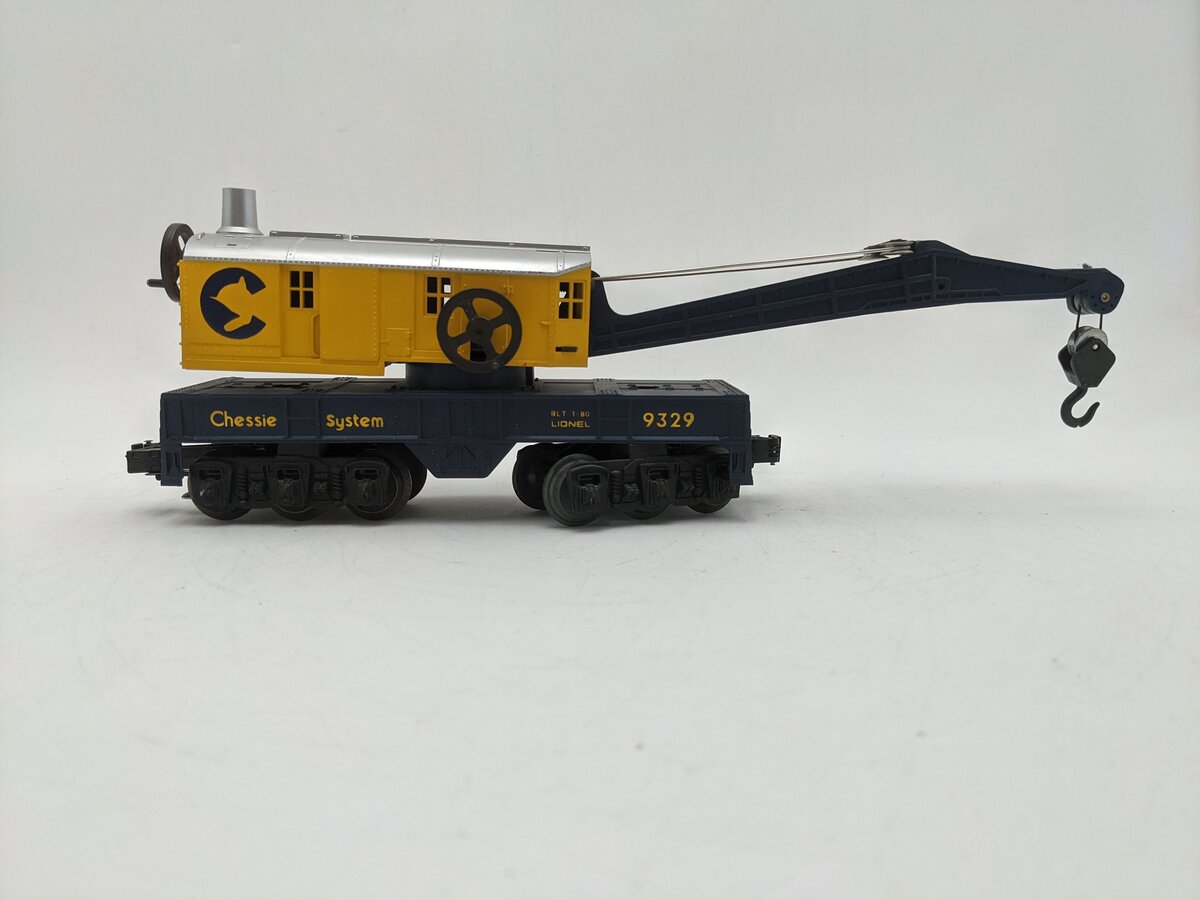Lionel 6-9329 O Gauge Chessie Crane Car EX
