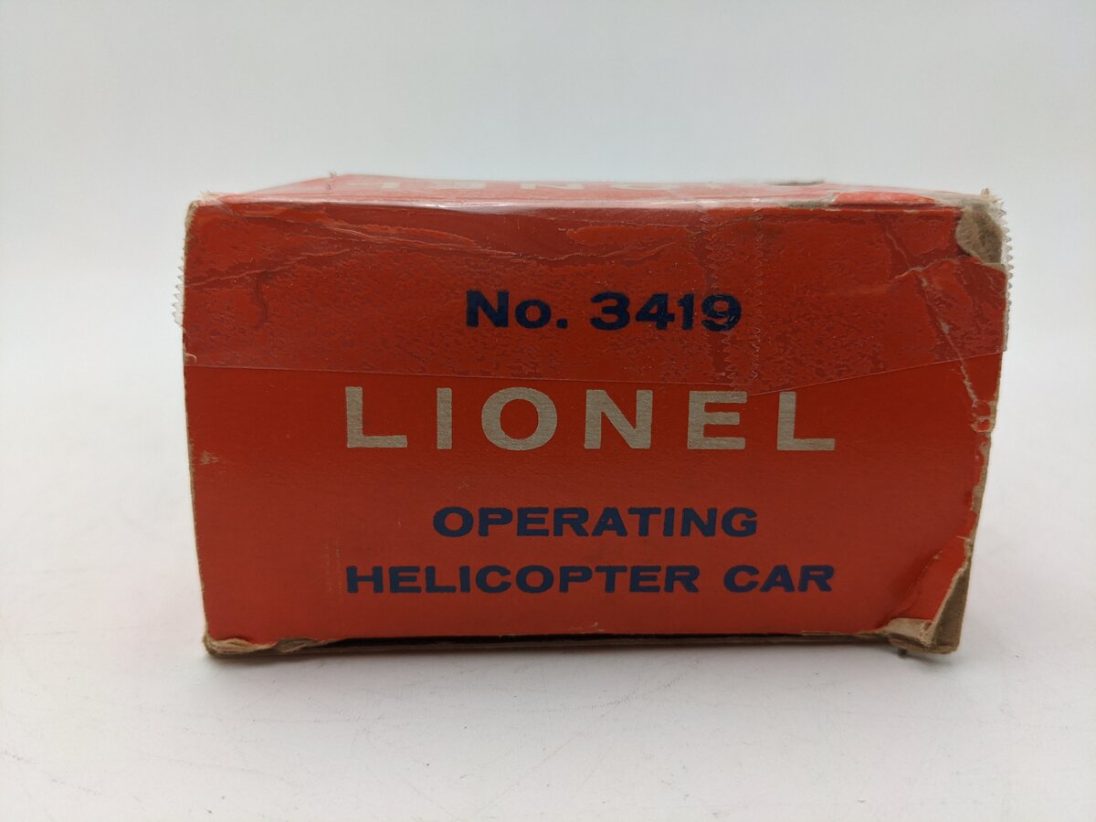 Lionel 3419 Vintage O Operating Flatcar w/ Double-Bladed Helicopter VG/Box