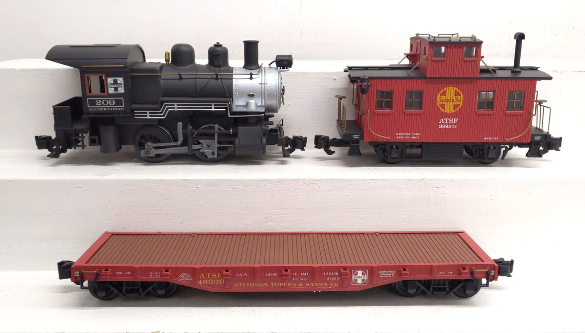 Aristo-Craft 28009 Santa Fe 0-4-0 G Gauge Steam Freight Starter Train Set EX/Box