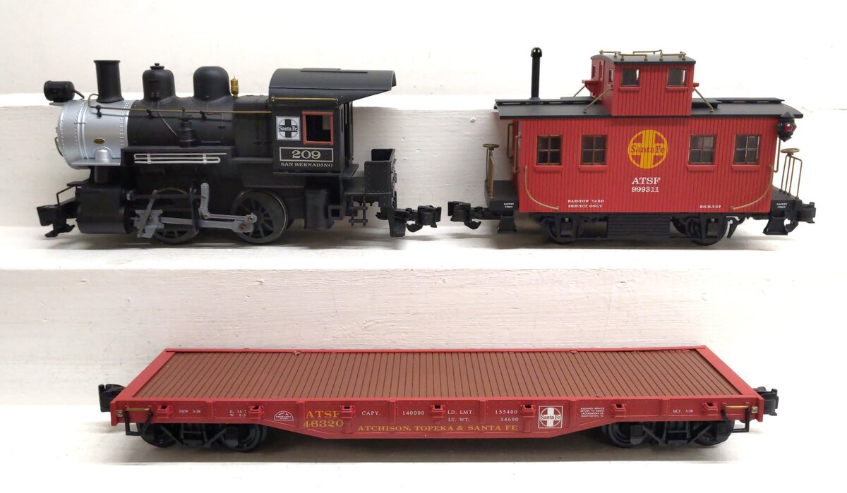 Aristo-Craft 28009 Santa Fe 0-4-0 G Gauge Steam Freight Starter Train Set EX/Box