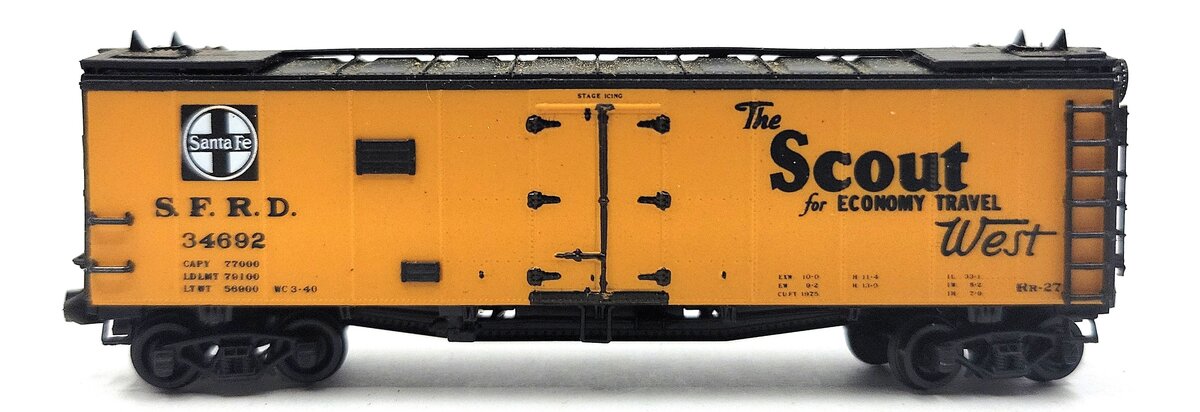 Tex-N-Rails 34692 N Scale Santa Fe "Scout" Refrigerator Car EX/Box