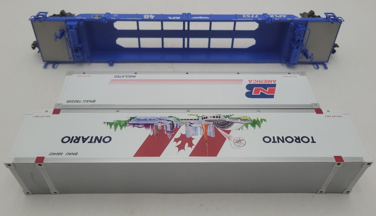 K-Line K775201 O Gauge American President Lines Thrall DTTX w/ 2 Containers EX/Box