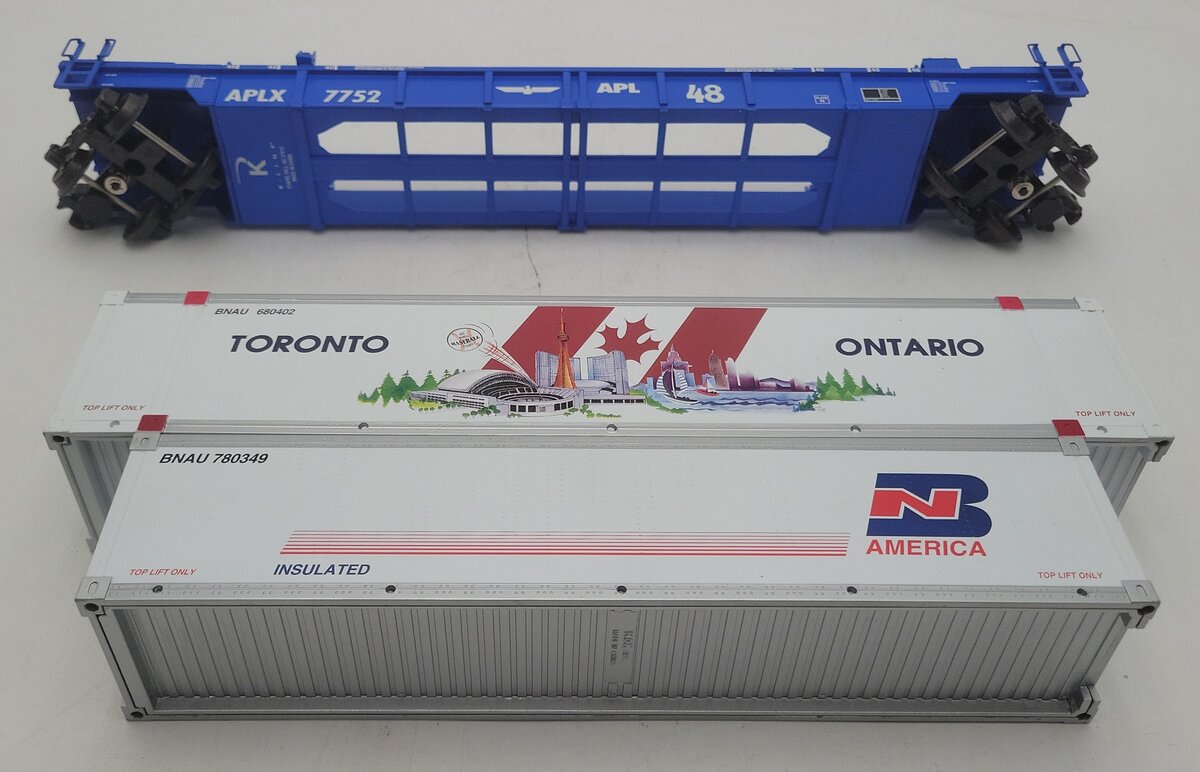 K-Line K775201 O Gauge American President Lines Thrall DTTX w/ 2 Containers EX/Box