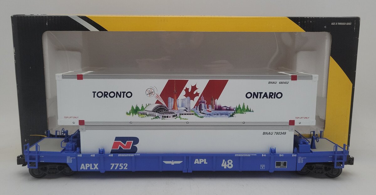 K-Line K775201 O Gauge American President Lines Thrall DTTX w/ 2 Containers EX/Box